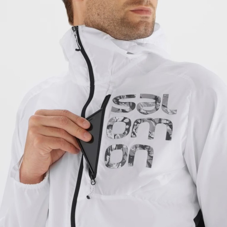 White Salomon Bonatti Cross Men's Windbreaker | PH 27683N